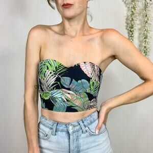 NWT LF LOVE strapless tube top leaf print sweetheart neckline resort 2527